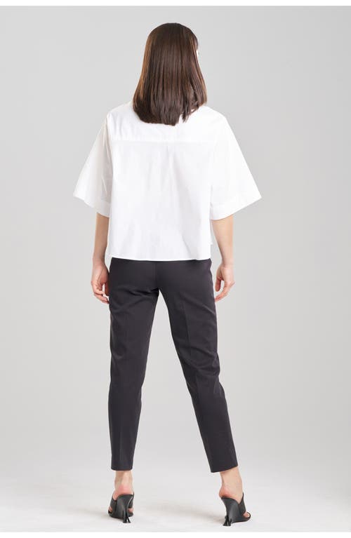 Natori Embroidered Cutout Boxy Poplin Shirt In White