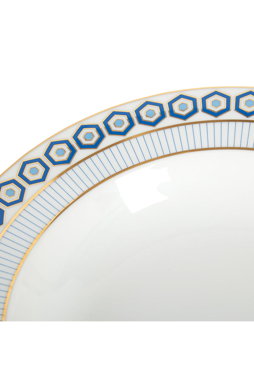 Jonathan Adler Newport Soup Bowl In White/blue/gold