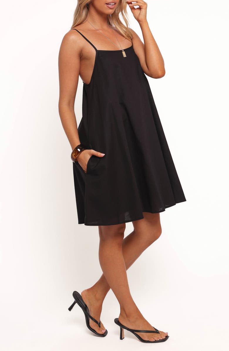 Petal & Pup Silvia Cotton & Linen A-Line Dress, Alternate, color, Black