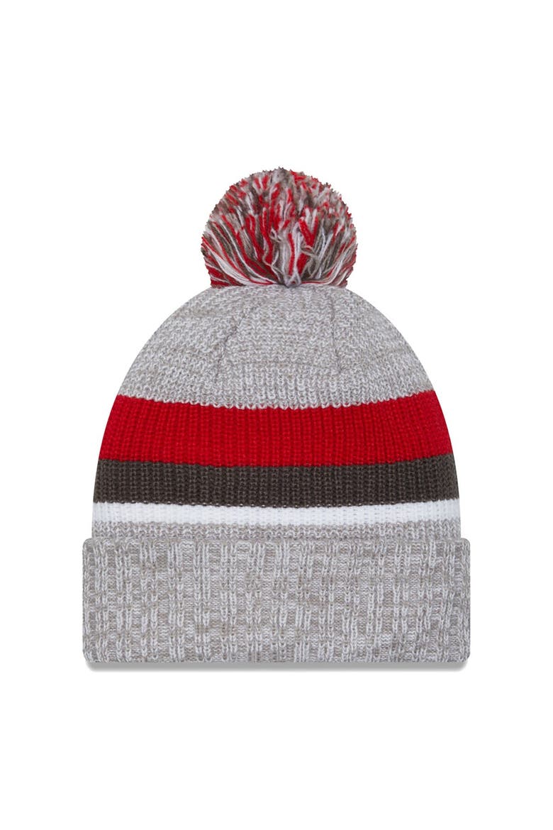 Men's New Era Heather Gray Tampa Bay Buccaneers Cuffed Knit Hat with Pom, Alternate, color, Heather Gray