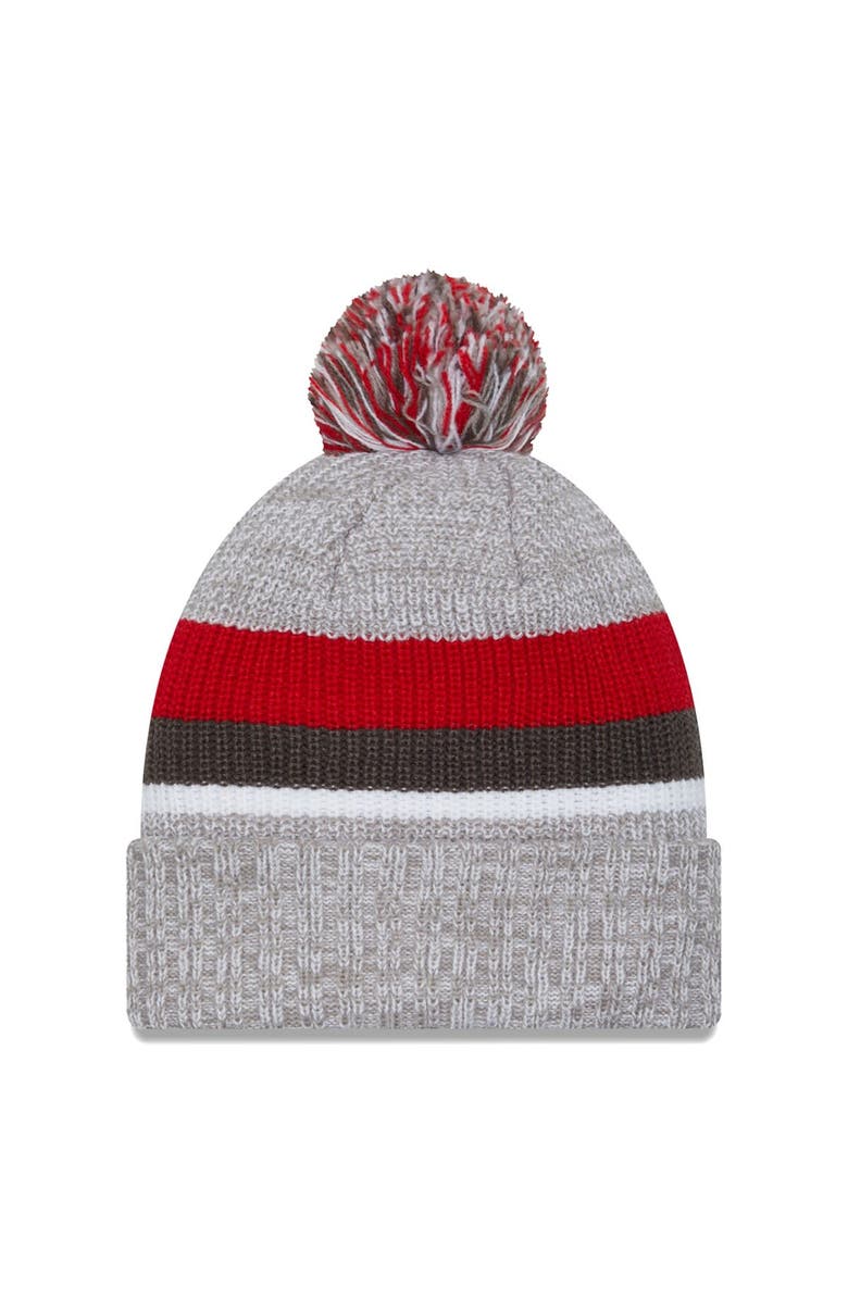 New Era Men's New Era Heather Gray Tampa Bay Buccaneers Cuffed Knit Hat with Pom, Alternate, color,