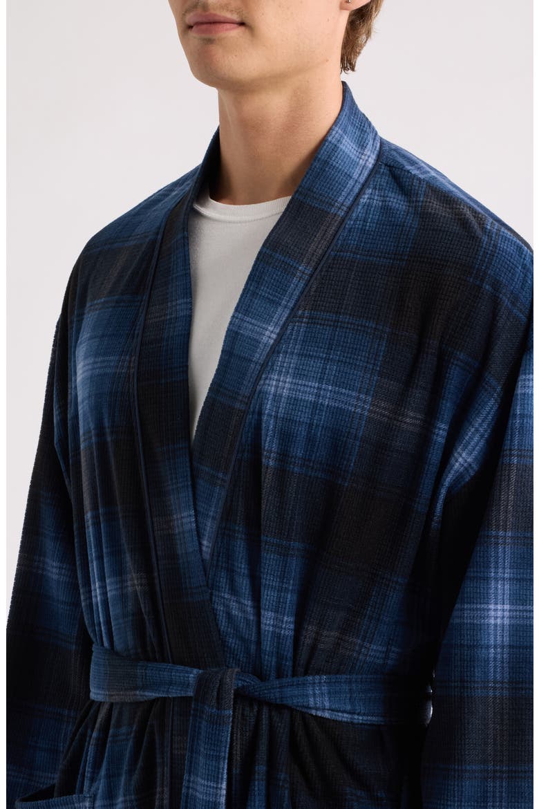 Textured Microfleece Kimono Robe, Alternate, color, BLUE