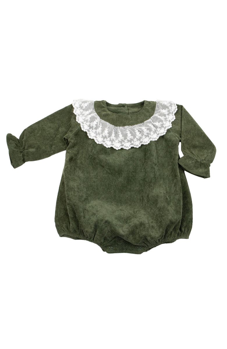 Cuclie Lace Collar Bubble Romper, Main, color, Green