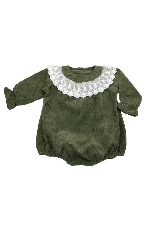 Cuclie Babies' Lace Collar Bubble Romper In Green