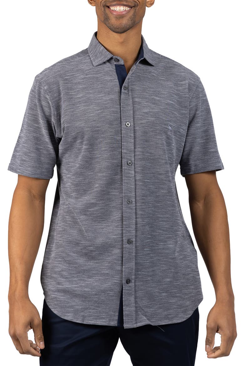 Slub Pique Button-Up Shirt, Main, color, PEBBLE GREY