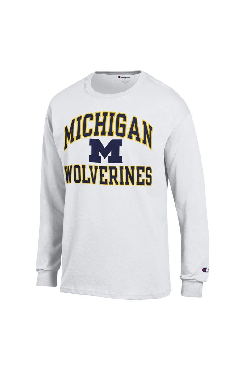 Champion Men's Champion White Michigan Wolverines High Motor Long Sleeve T-Shirt, Alternate, color,