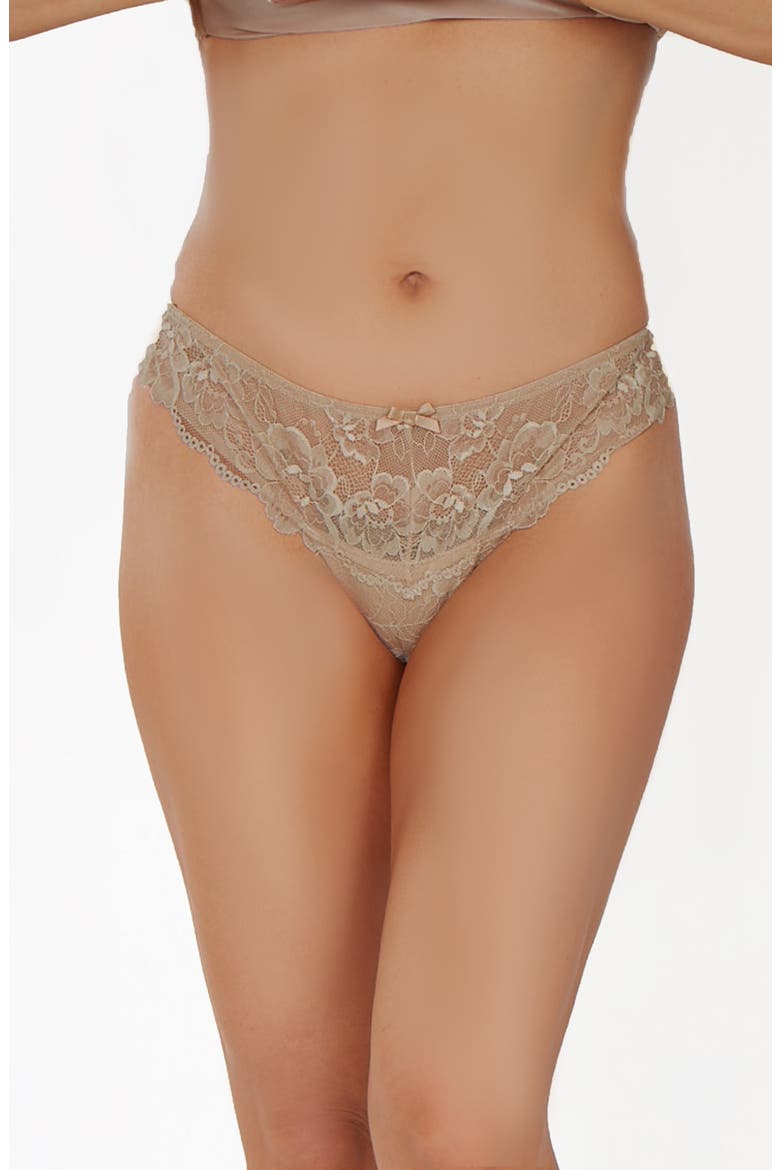 Shirred Bust Lace Camisole and Panty Set, Alternate, color, Nude