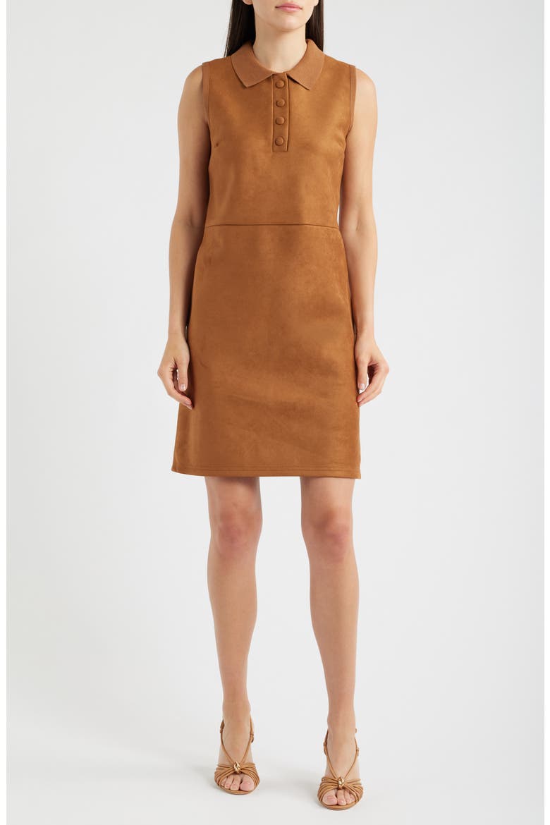 Marley Faux Suede Sheath Dress, Main, color, SADDLE