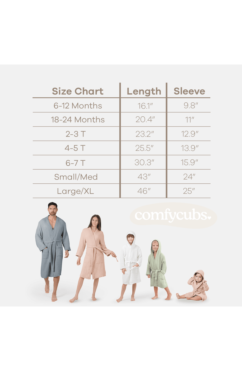 Comfy Cubs Muslin Bath Robe for Baby and Toddler, Alternate, color, White