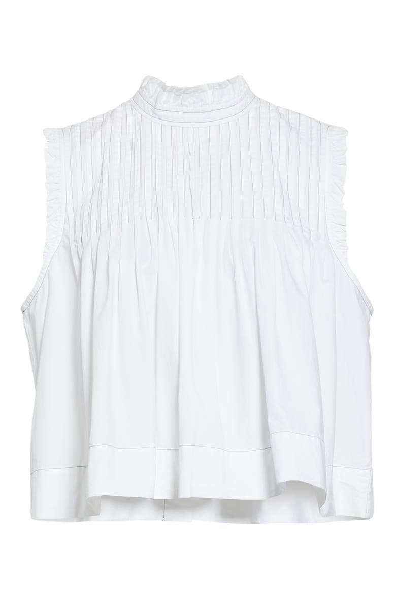 Sleeveless Poplin Crop Top, Alternate, color, BRIGHT WHITE