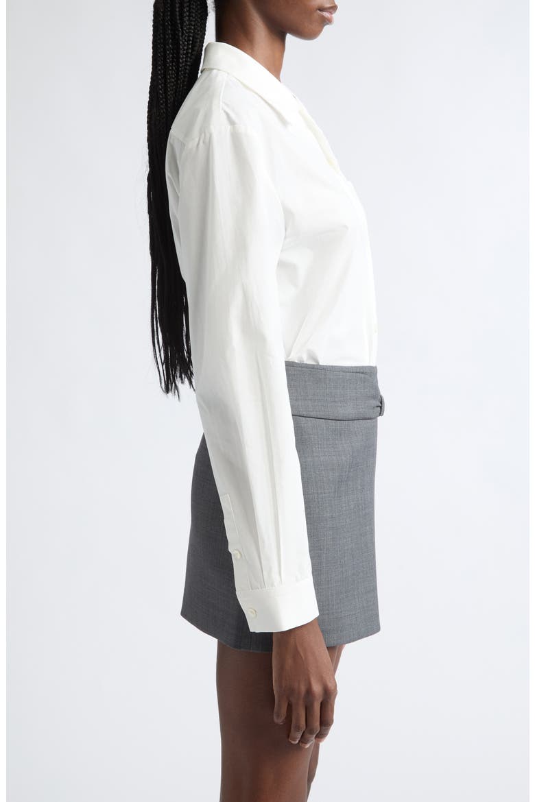 Open Collar Cotton Button-Up Shirt, Alternate, color, WHITE