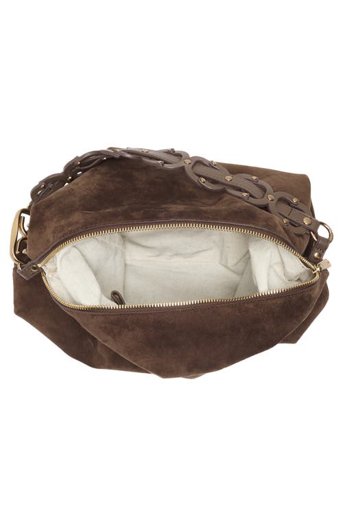 Sam Edelman Marilyn Chain Link Suede Shoulder Bag In Brown