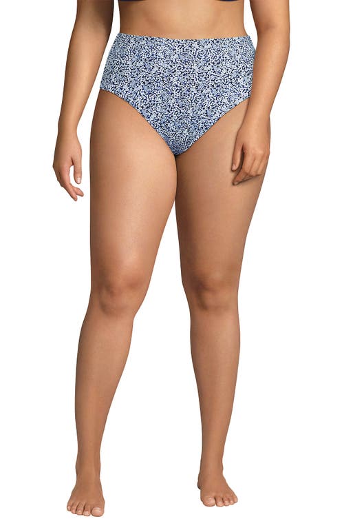 LANDS' END LANDS' END RIBBED SMOOTHING HIGH WAISTED BIKINI BOTTOMS