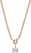 BY ADINA EDEN Colored CZ Emerald Charm Cuban Toggle Necklace