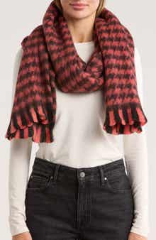 Kate Spade New York painterly houndstooth yarn dyed scarf