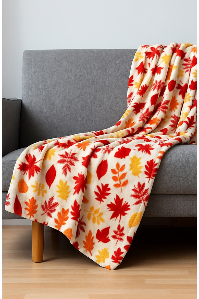 Autumnal Leaf Micro Plush Throw Blanket, Alternate, color, AUTUMN LEAVES