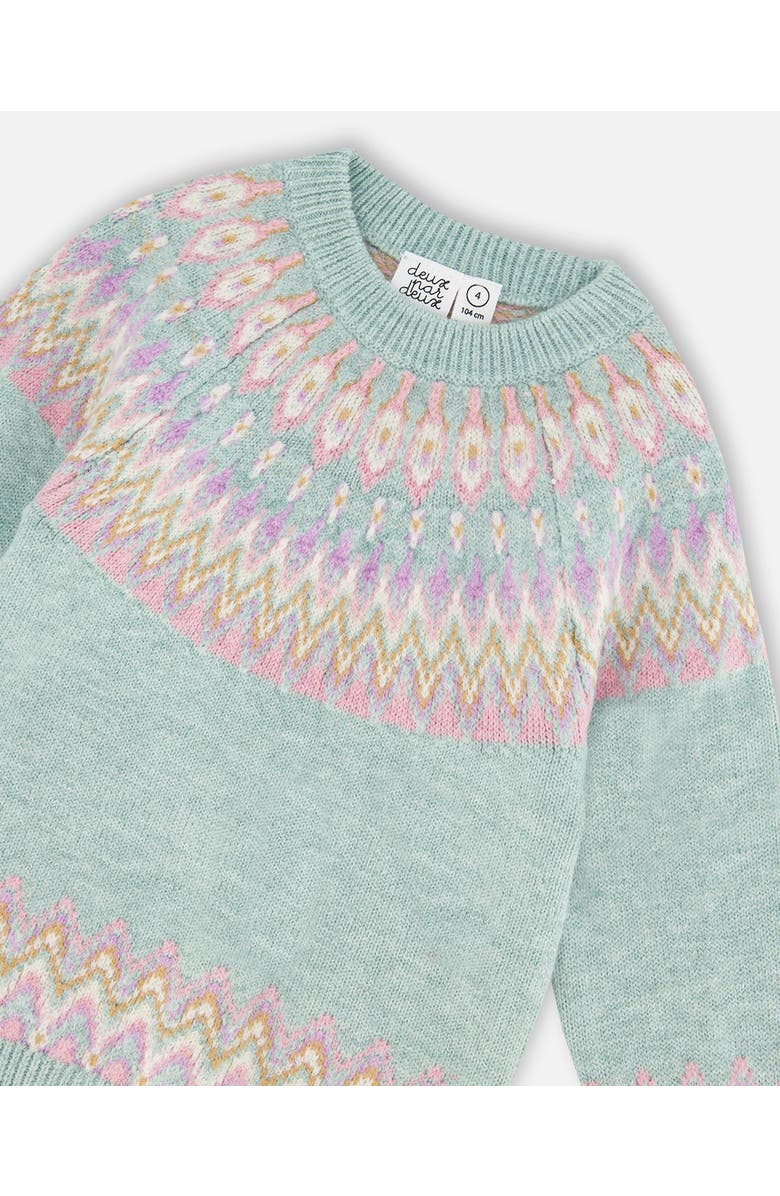 Deux par Deux Sweater with Norwegian Jacquard, Alternate, color, Turquoise Blue