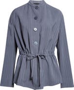 Emporio Armani Pinstripe Drawstring Waist Jacket