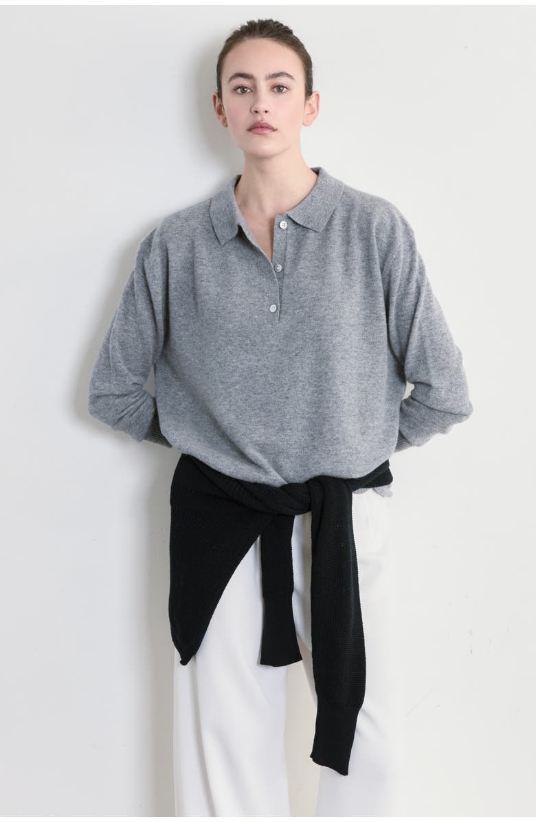 Almina Concept Lightweight Wool Polo, Main, color, Grey