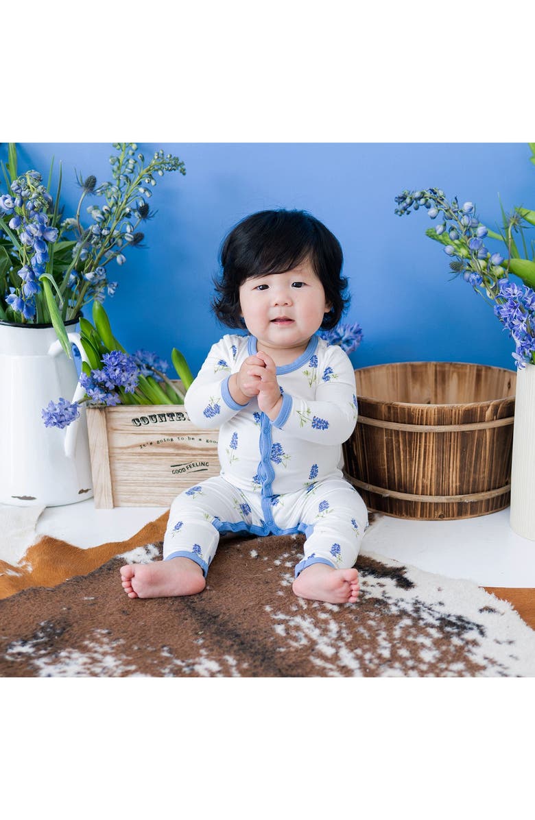 Kyte BABY Periwinkle Blue Bonnet Snap Romper, Alternate, color, 