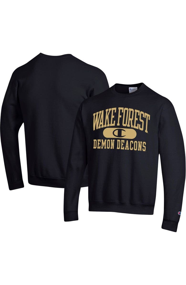 Champion Men's Champion Black Wake Forest Demon Deacons Arch Pill Sweatshirt, Main, color, Black