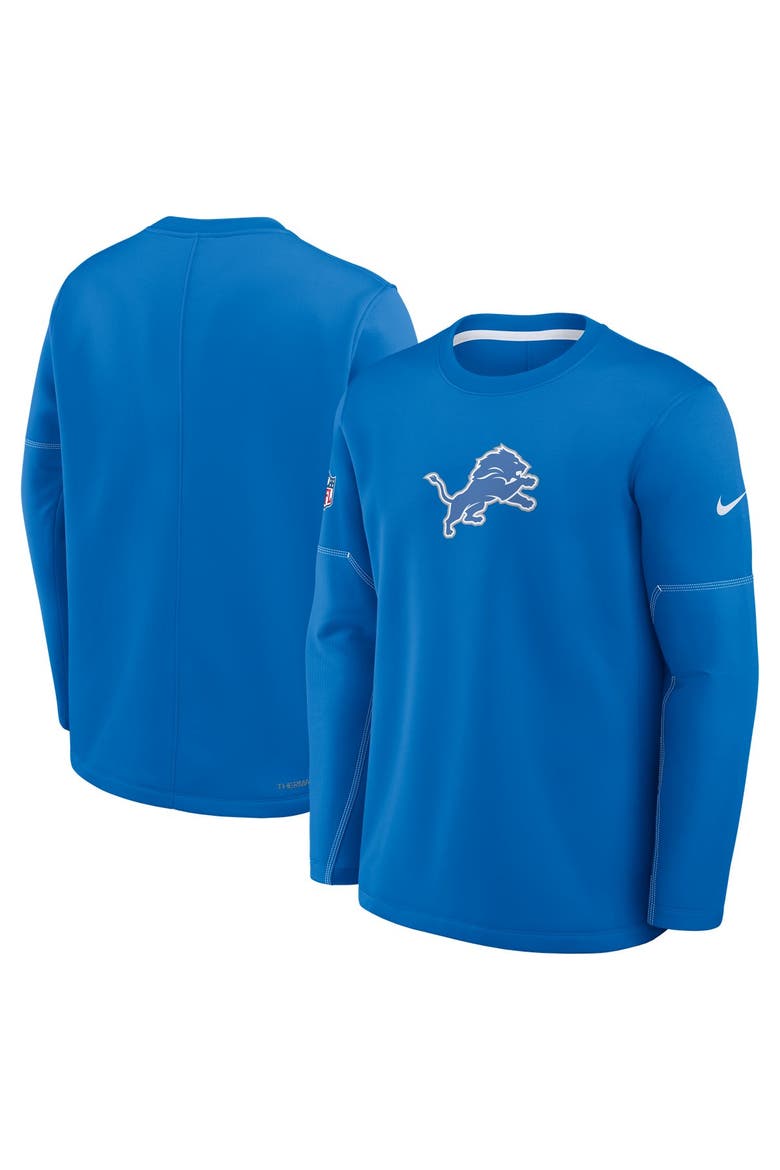 Men's Nike Blue Detroit Lions Sideline Coaches Team Present Midweight Therma-FIT Sweatshirt, Main, color, Blue