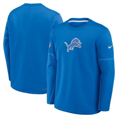 Men's Nike Blue Detroit Lions Sideline Coaches Team Present Midweight Therma-FIT Sweatshirt