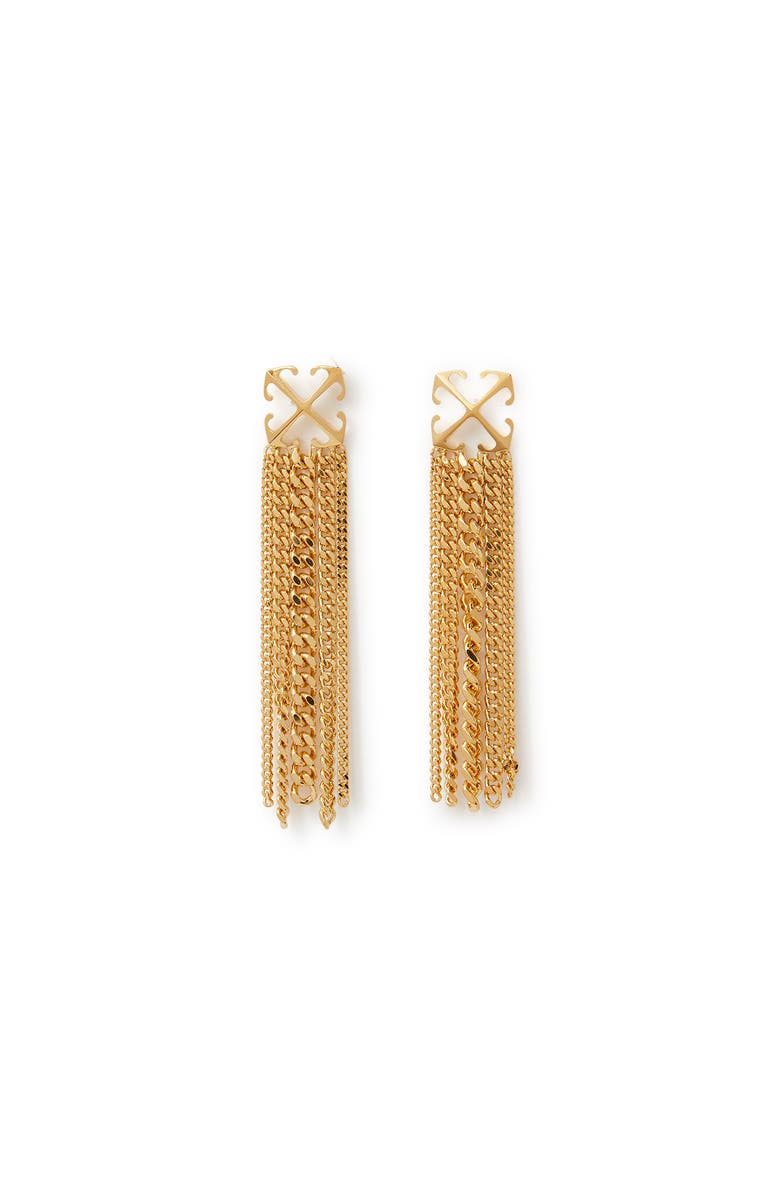 OFF WHITE Women's Gold Arrow Chain Pendant Earrings, Main, color, 