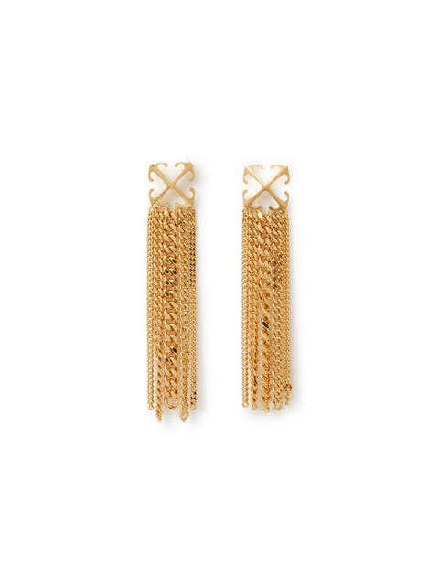 Women's Gold Arrow Chain Pendant Earrings