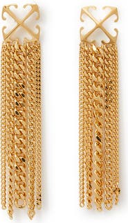 OFF WHITE Women's Gold Arrow Chain Pendant Earrings