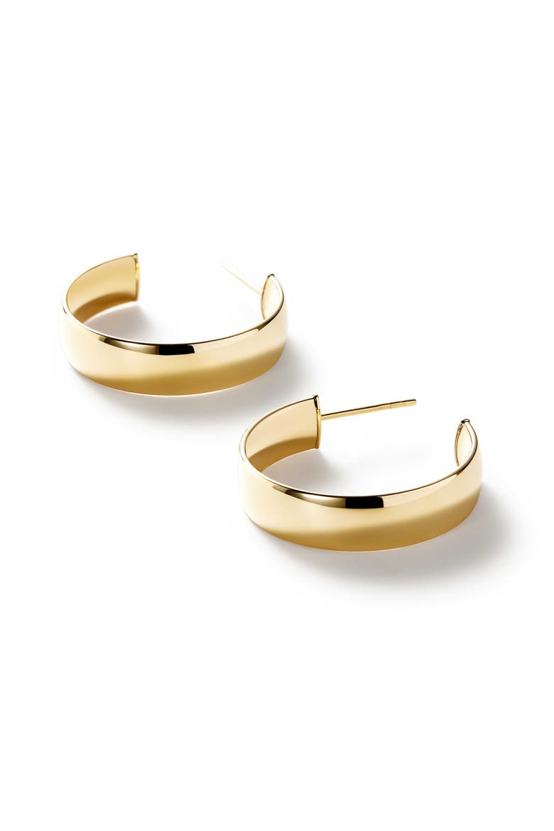 Gold Huggie Hoop Earrings - Gold Bold Hoops Medium, Alternate, color, Gold