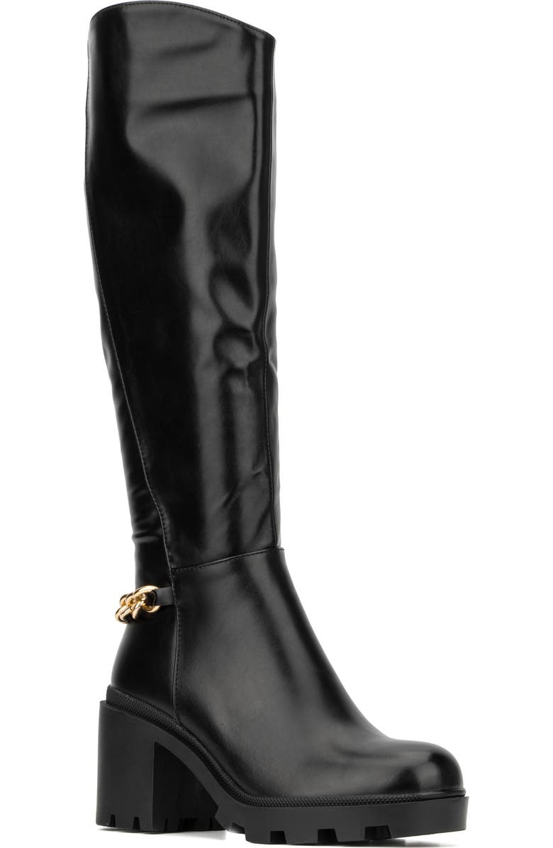 TORGEIS Athena Lug Sole Chain Boot, Main, color, Black