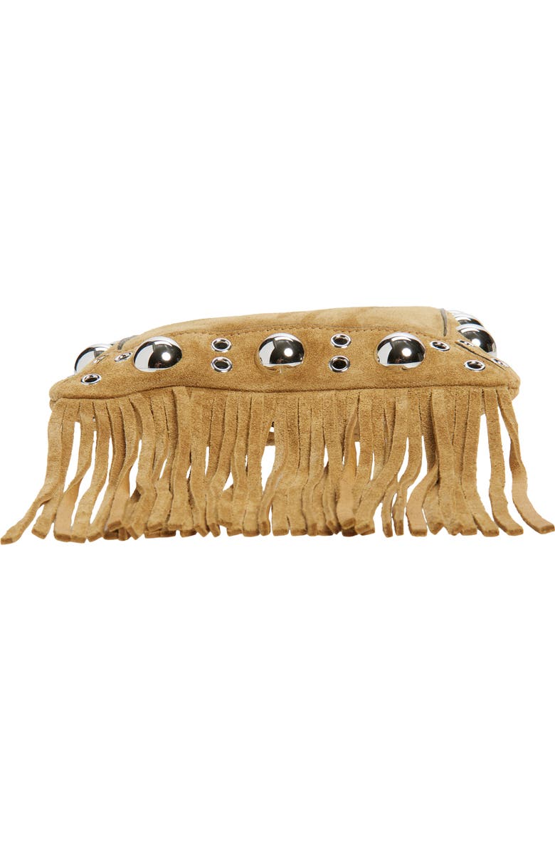 Valentino Garavani Small Nellcôte Fringed Studded Suede Crossbody Bag, Alternate, color, Beige