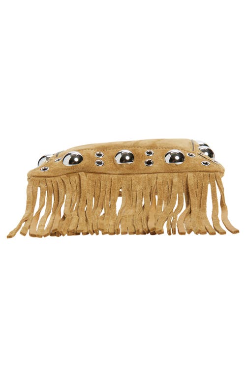 Valentino Garavani Small Nellcôte Fringed Studded Suede Crossbody Bag In Sand