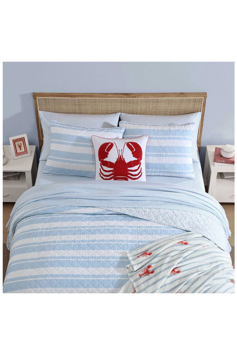 Seafront Stripe Reversible Cotton Comforter & Sham Set, Alternate, color, BLUE