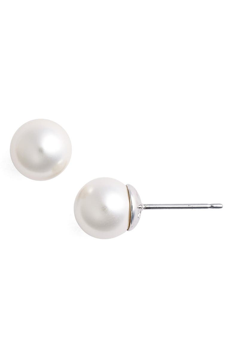 Nadri Imitation Pearl Stud Earrings, Main, color, 