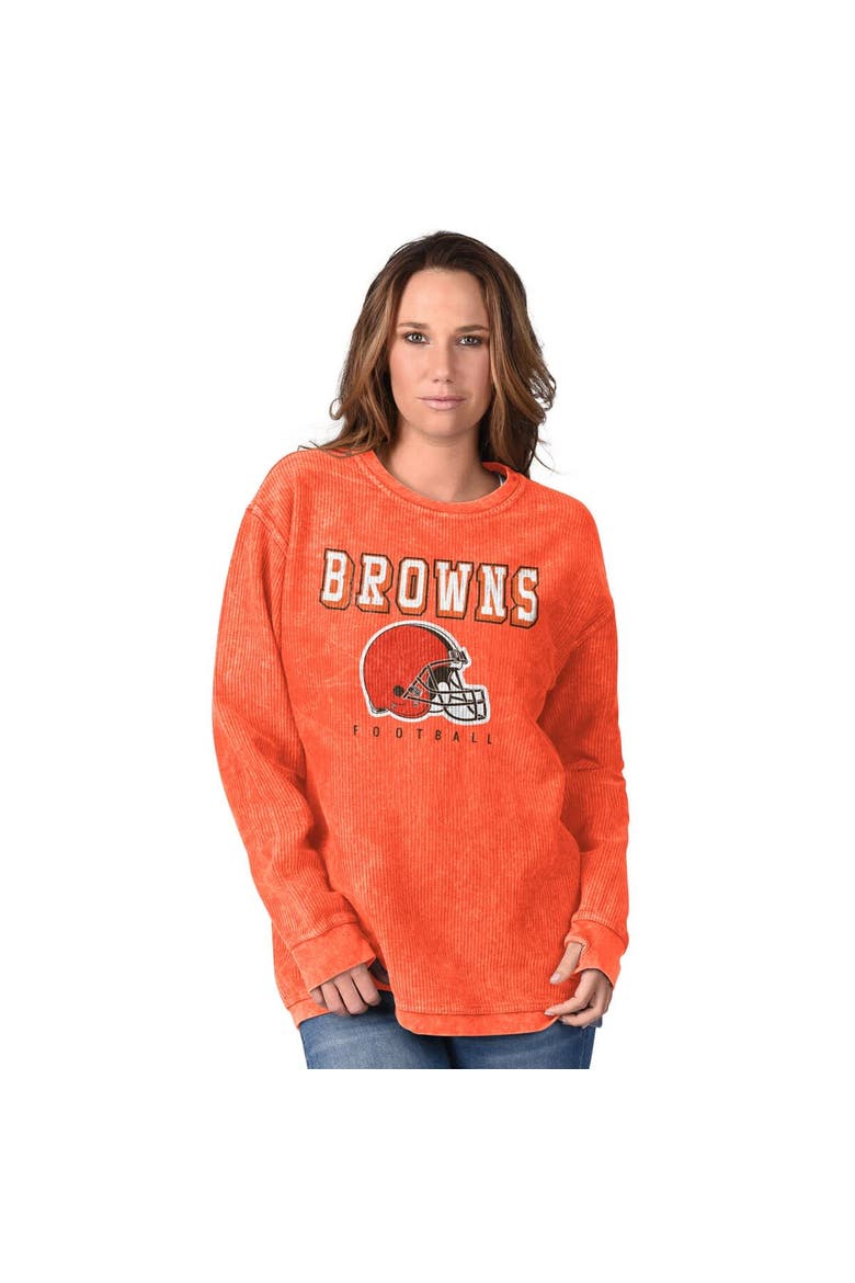 Women's G-III 4Her by Carl Banks Orange Cleveland Browns Comfy Cord Pullover Sweatshirt, Alternate, color, Orange