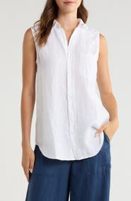 Frank & Eileen Finley Sleeveless Linen Button-Up Shirt