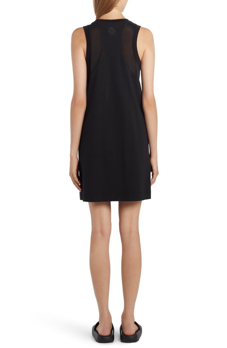 Moncler Logo Sleeveless Mixed Media Shift Dress, Alternate, color, 