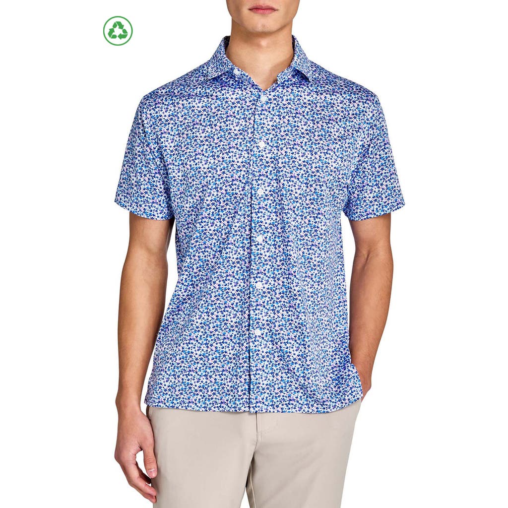Construct Clustered Floral Shirt Front In White/blue