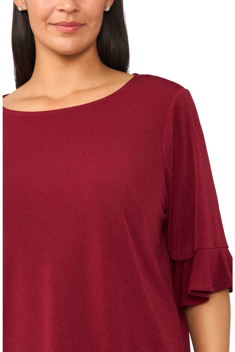 Ruffle Cuff Crewneck Top, Alternate, color, EARTH RED