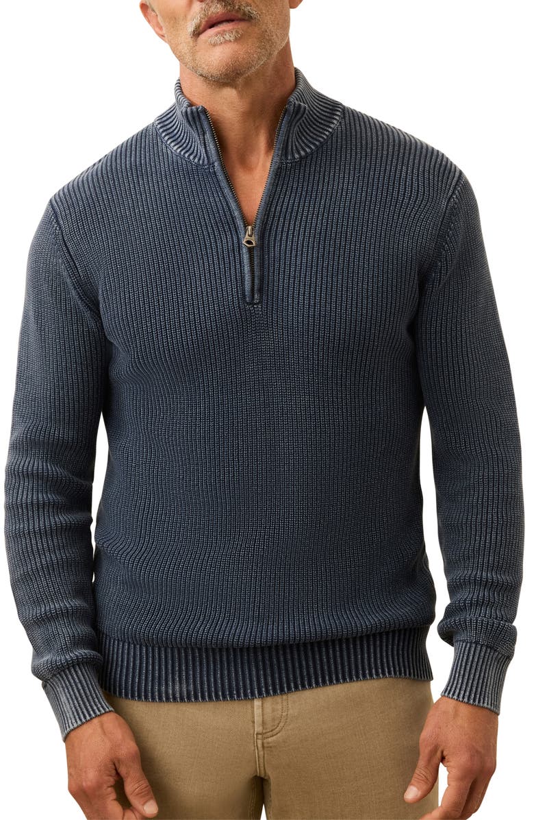 Faherty Sunwashed Quarter-Zip Sweater, Main, color, Blue Nights