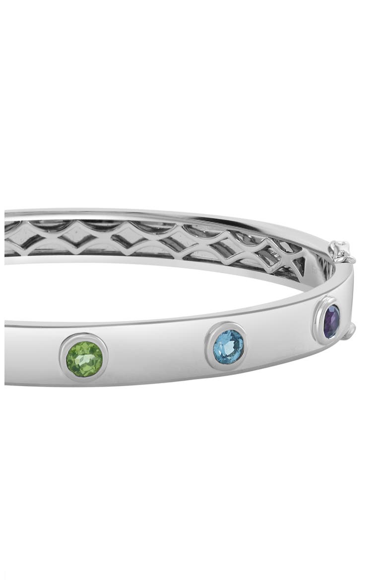 Bezel Set Gemstone Bangle Bracelet, Alternate, color, SILVER