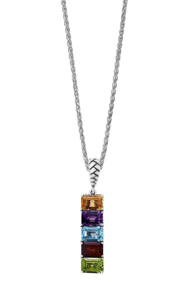 Sterling Silver Amethyst & Blue Topaz Pendant Necklace, Main, color, MULTI