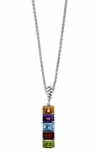 Sterling Silver Amethyst & Blue Topaz Pendant Necklace