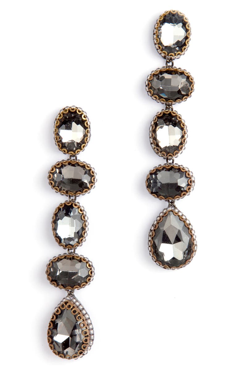 Deepa Gurnani Tyra Drop Earrings, Main, color, Gunmetal