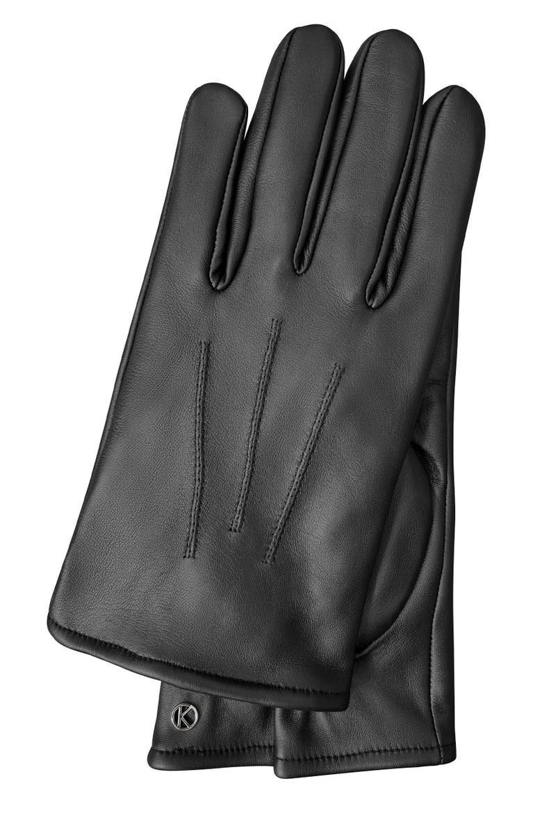 Premium Lamb Leather Touchscreen Gloves, Main, color, black