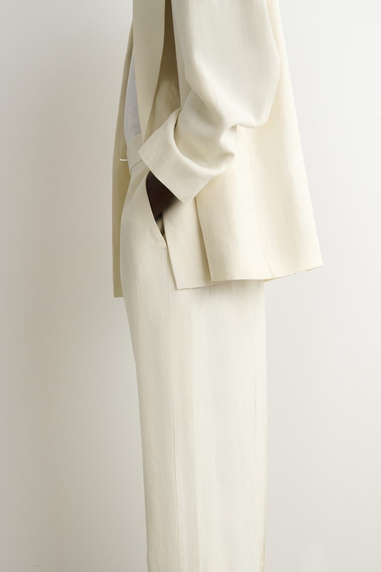 Tailored Linen-Blend Straight-Leg Pants, Alternate, color, ECRU