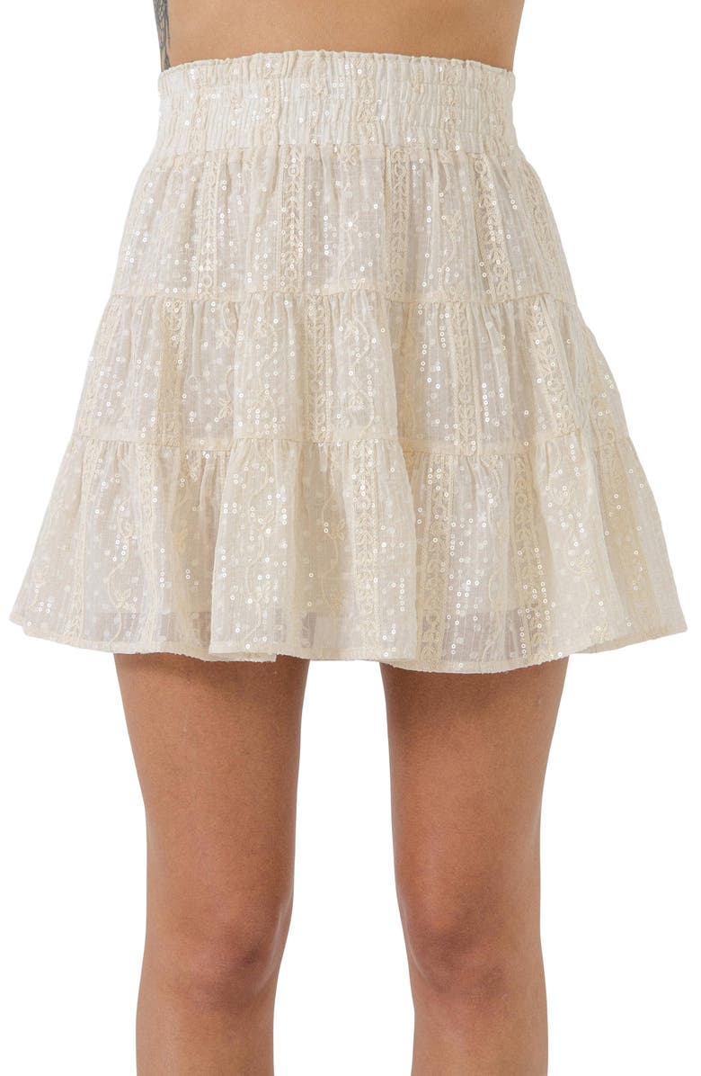 Free the Roses Embroidered Sequin Miniskirt, Alternate, color, 