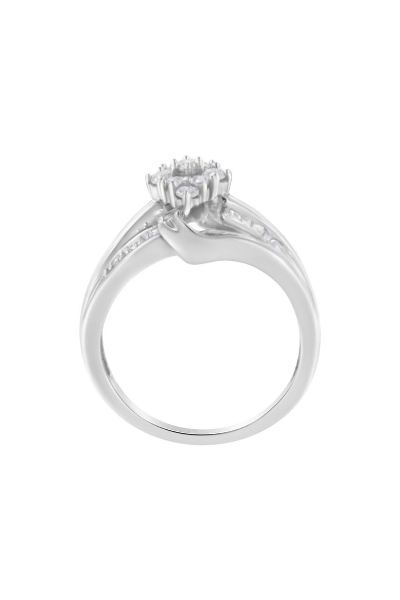 10K White Gold 1/2 cttw Diamond Bypass Cluster Ring, Alternate, color, White Gold